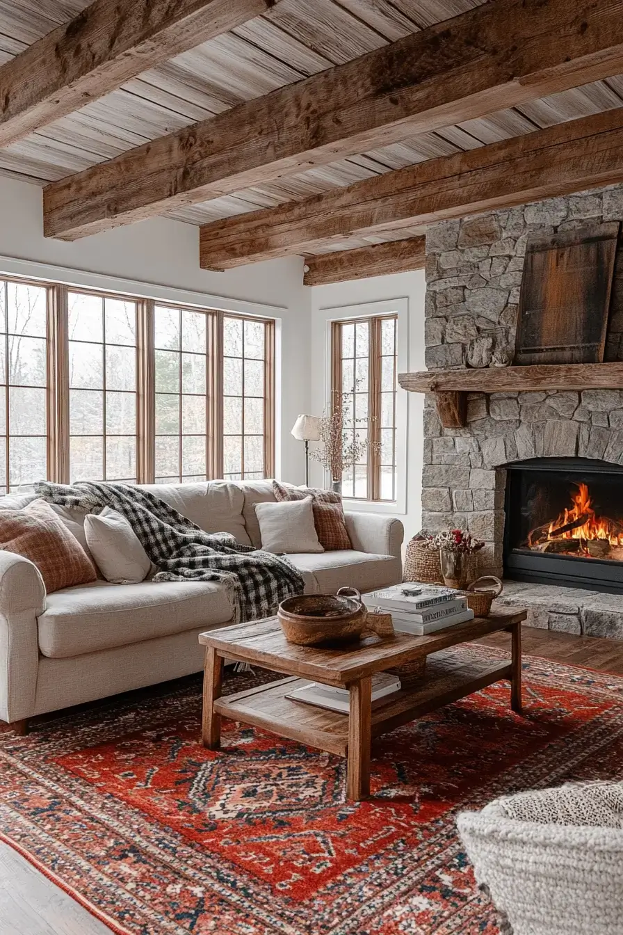 29 Warm Rustic Living Room Ideas with a Real Fireplace Feel 1