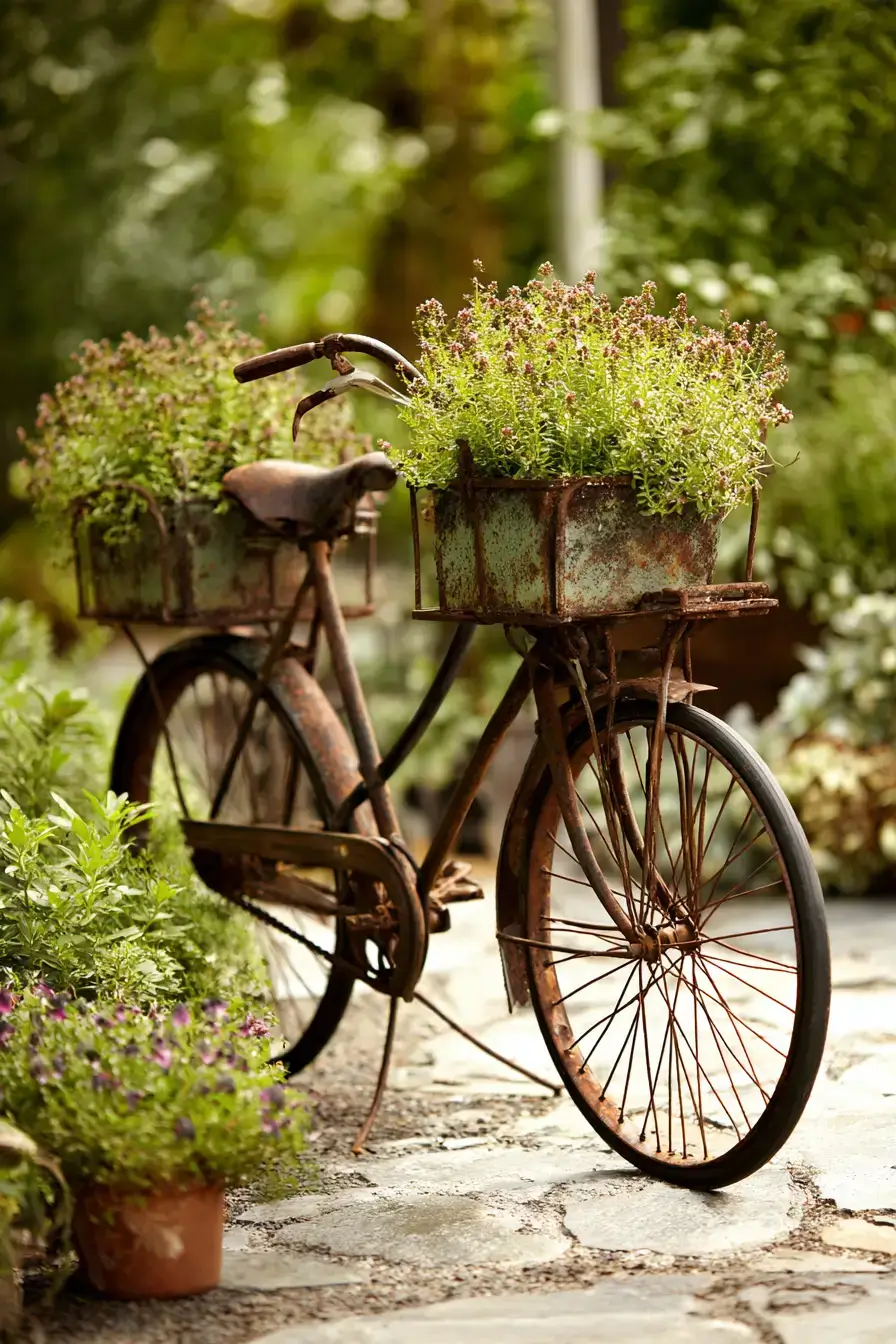 29 Bicycle Yard Decor Ideas for a Front Garden With Character 12