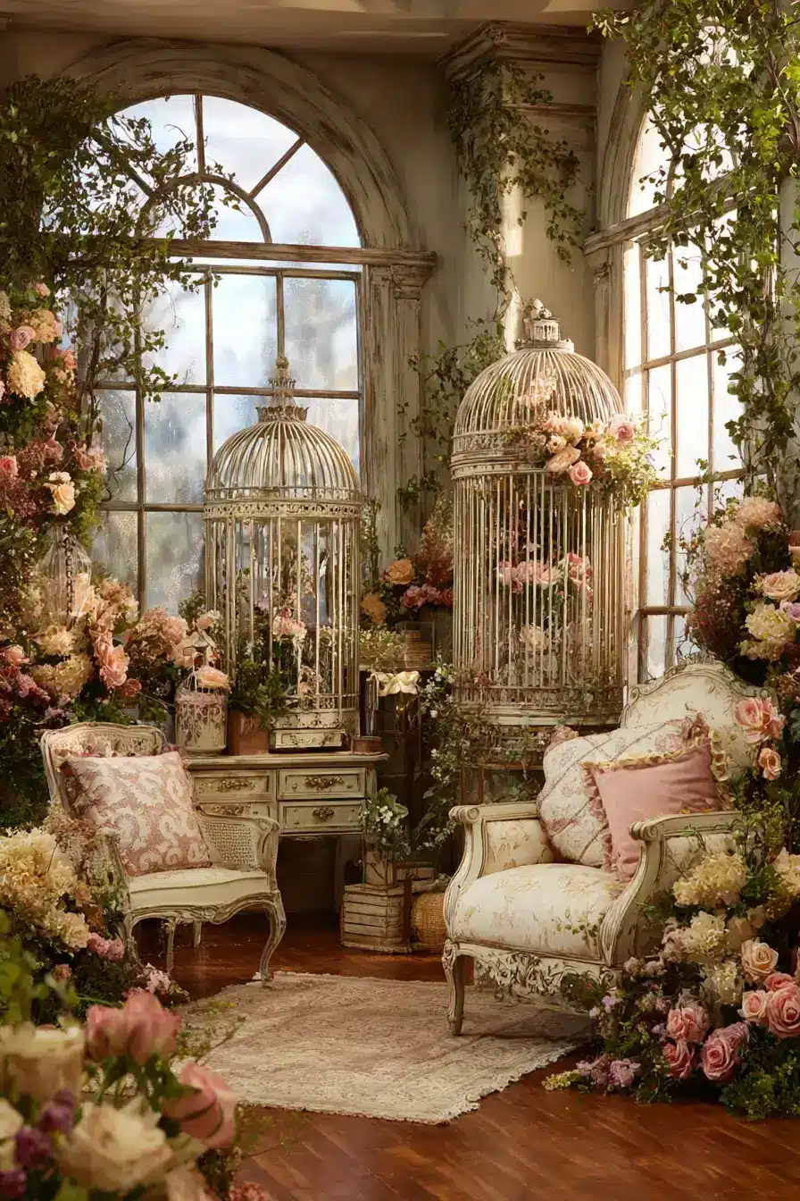 29 Vintage Birdcage Decor Ideas for a Cottage Corner 12