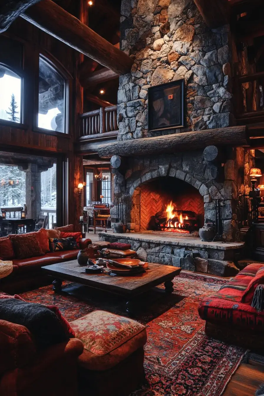 29 Warm Rustic Living Room Ideas with a Real Fireplace Feel 13