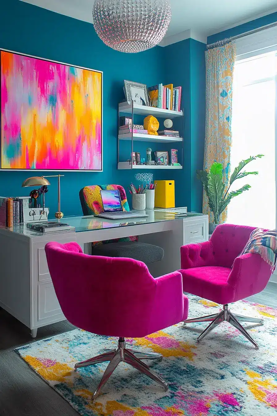 29 Dopamine Decor Office Ideas That Make the Desk Bearable 15