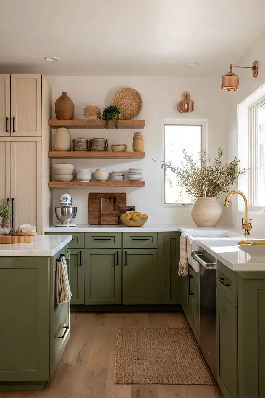 29 Two Tone Kitchen Cabinets Ideas with a Wood Island Base 16