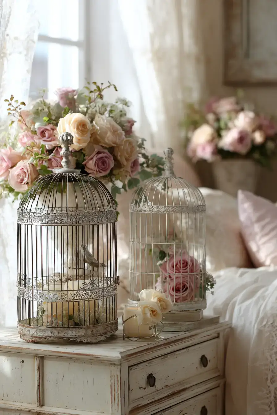 29 Vintage Birdcage Decor Ideas for a Cottage Corner 17