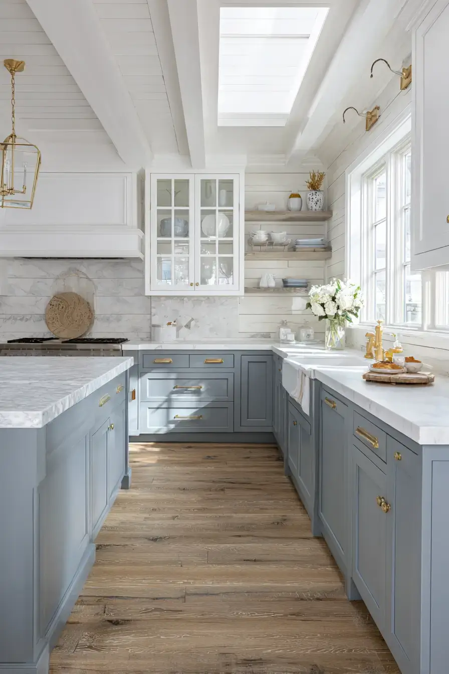 29 Two Tone Kitchen Cabinets Ideas with a Wood Island Base 17