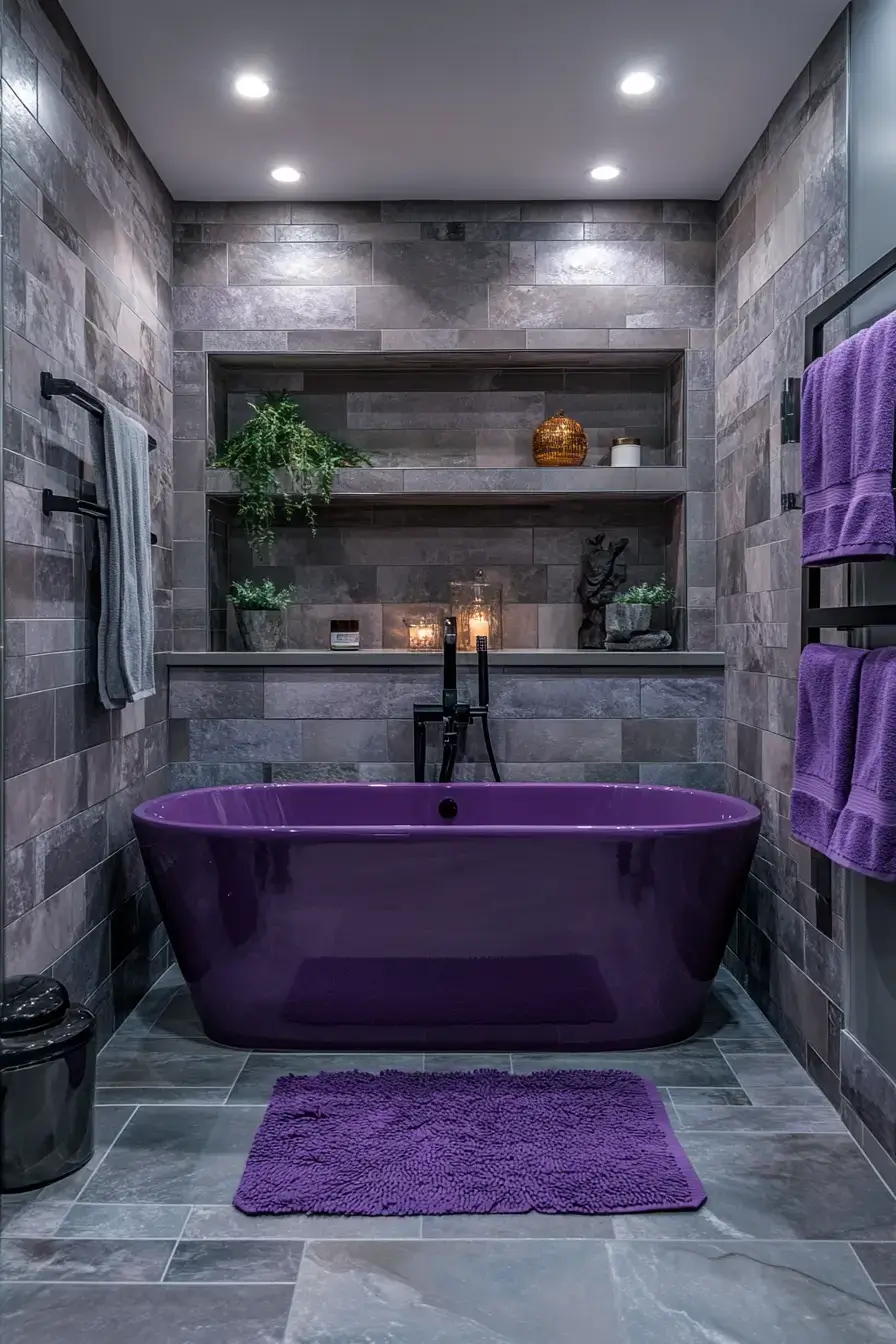 29 Purple Bathroom Ideas That Read Warm, Not Childish 17