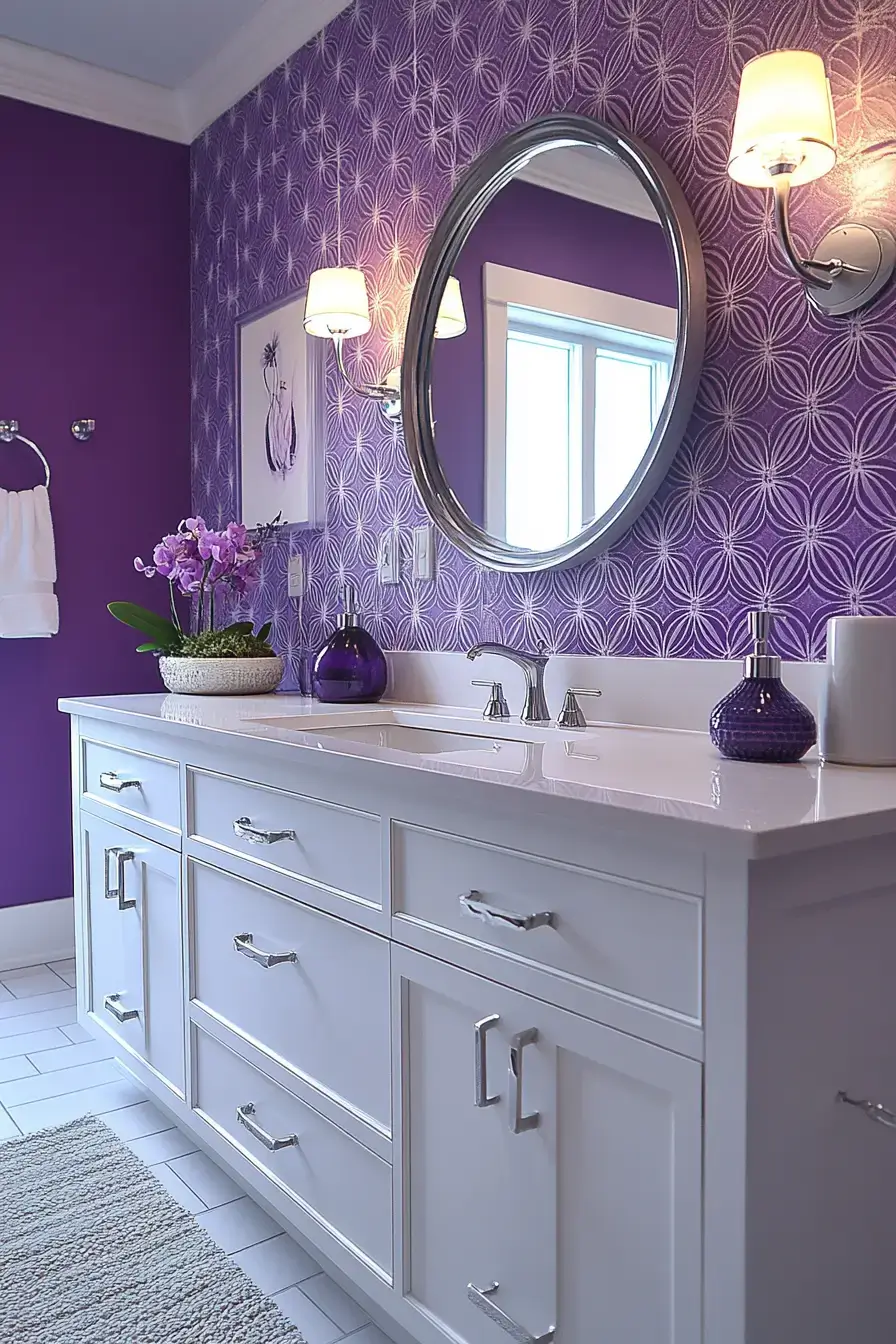 29 Purple Bathroom Ideas That Read Warm, Not Childish 19