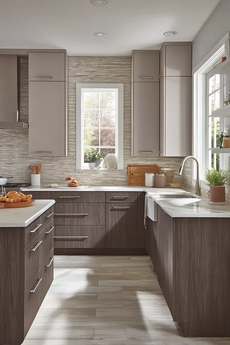 29 Two Tone Kitchen Cabinets Ideas with a Wood Island Base 2