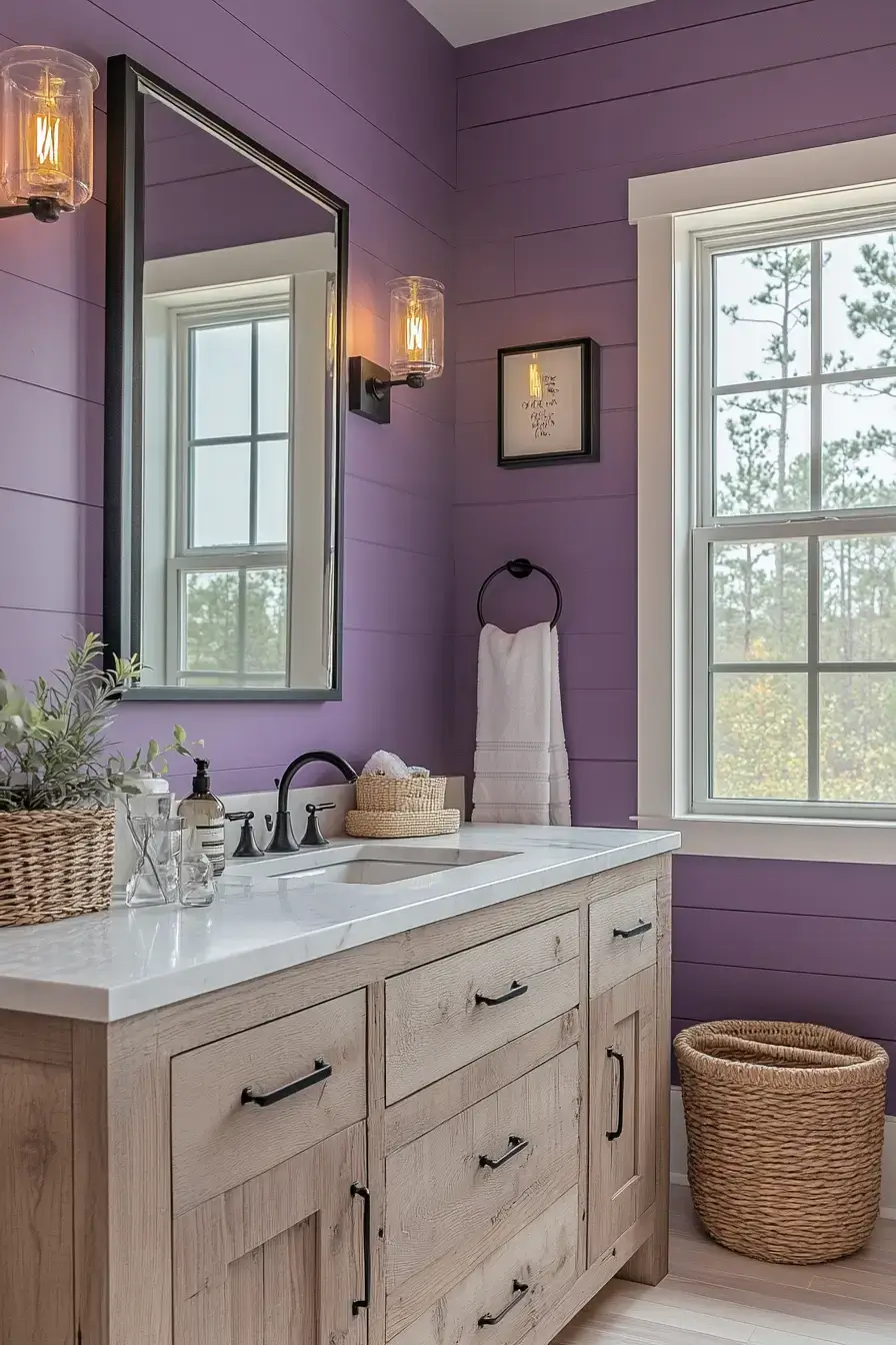 29 Purple Bathroom Ideas That Read Warm, Not Childish 21