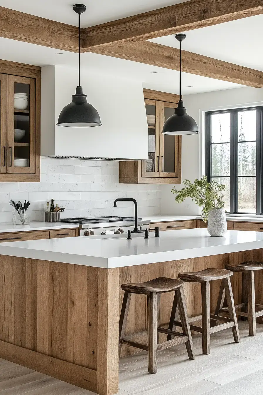 29 Two Tone Kitchen Cabinets Ideas with a Wood Island Base 22