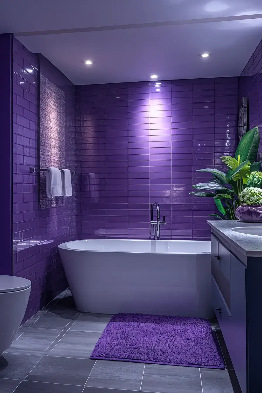29 Purple Bathroom Ideas That Read Warm, Not Childish 22