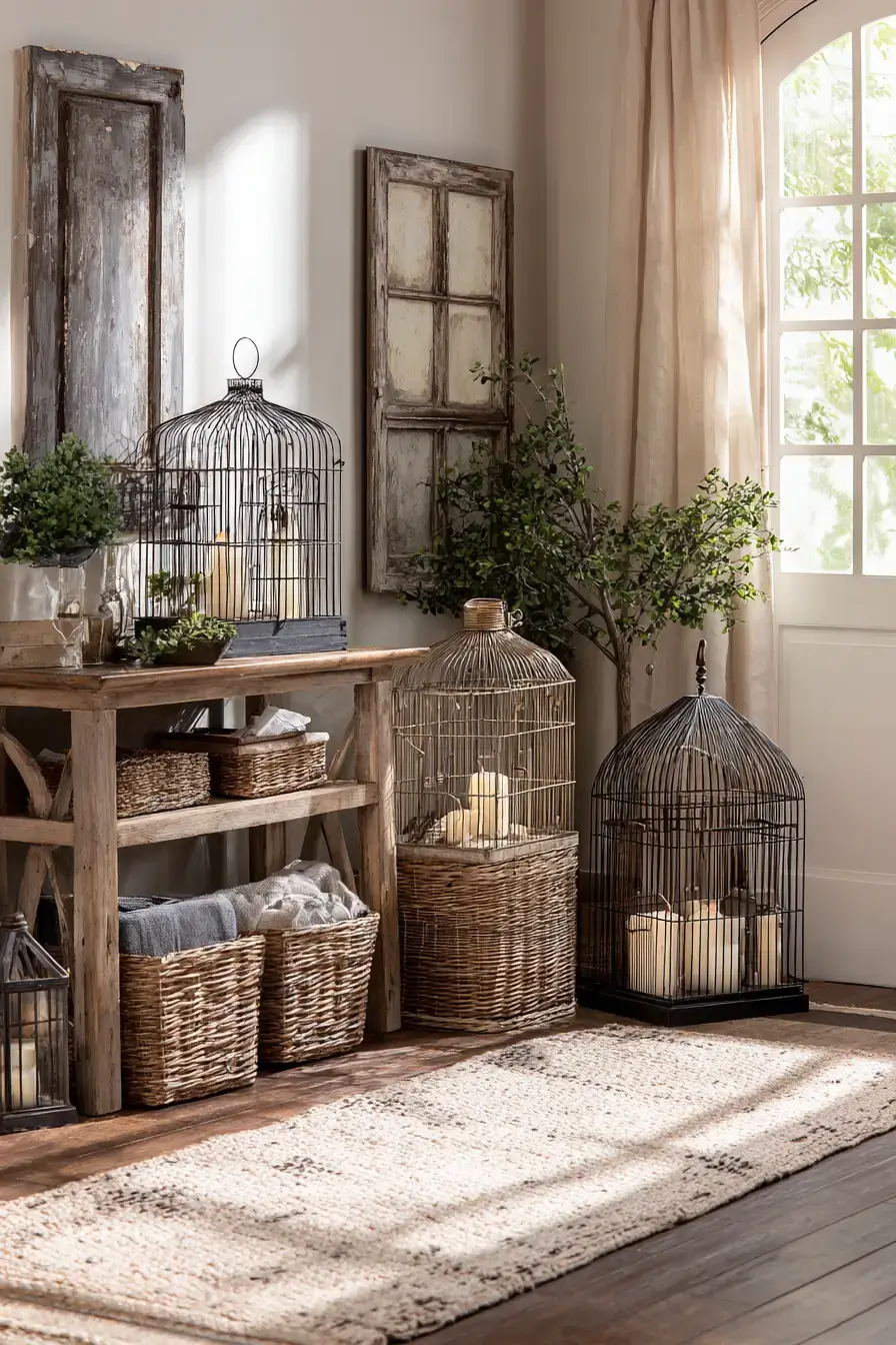 29 Vintage Birdcage Decor Ideas for a Cottage Corner 23