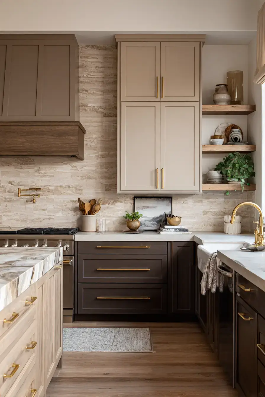 29 Two Tone Kitchen Cabinets Ideas with a Wood Island Base 23