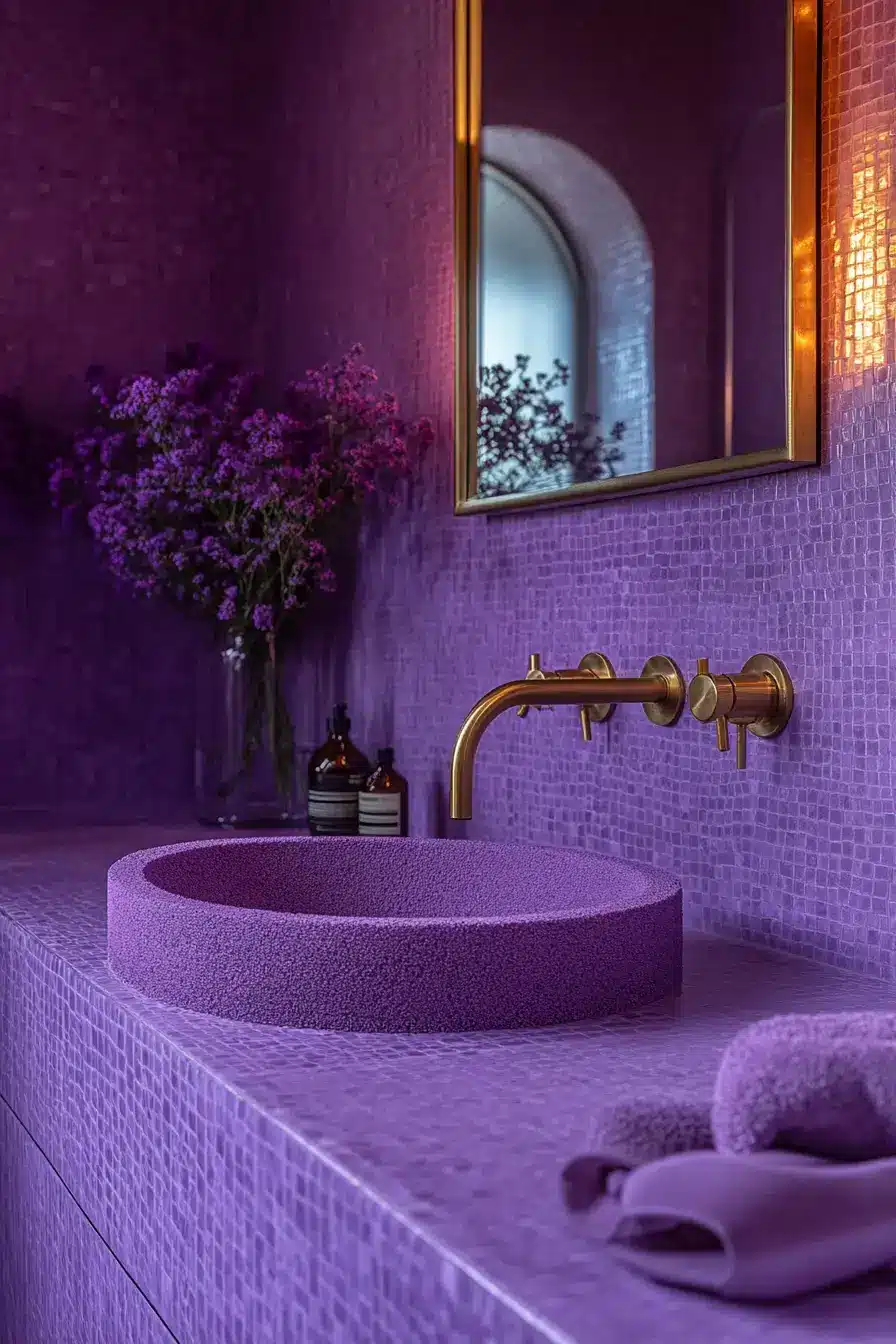 29 Purple Bathroom Ideas That Read Warm, Not Childish 24