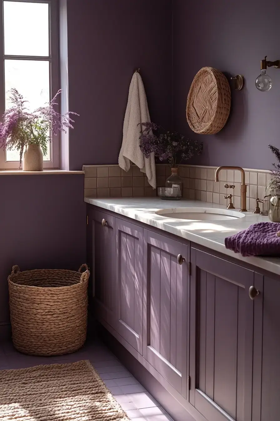 29 Purple Bathroom Ideas That Read Warm, Not Childish 25