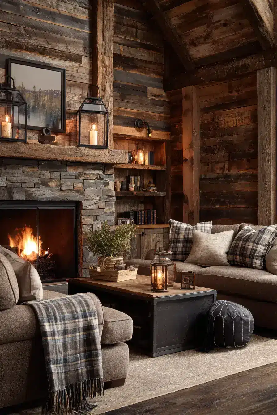 29 Warm Rustic Living Room Ideas with a Real Fireplace Feel 25