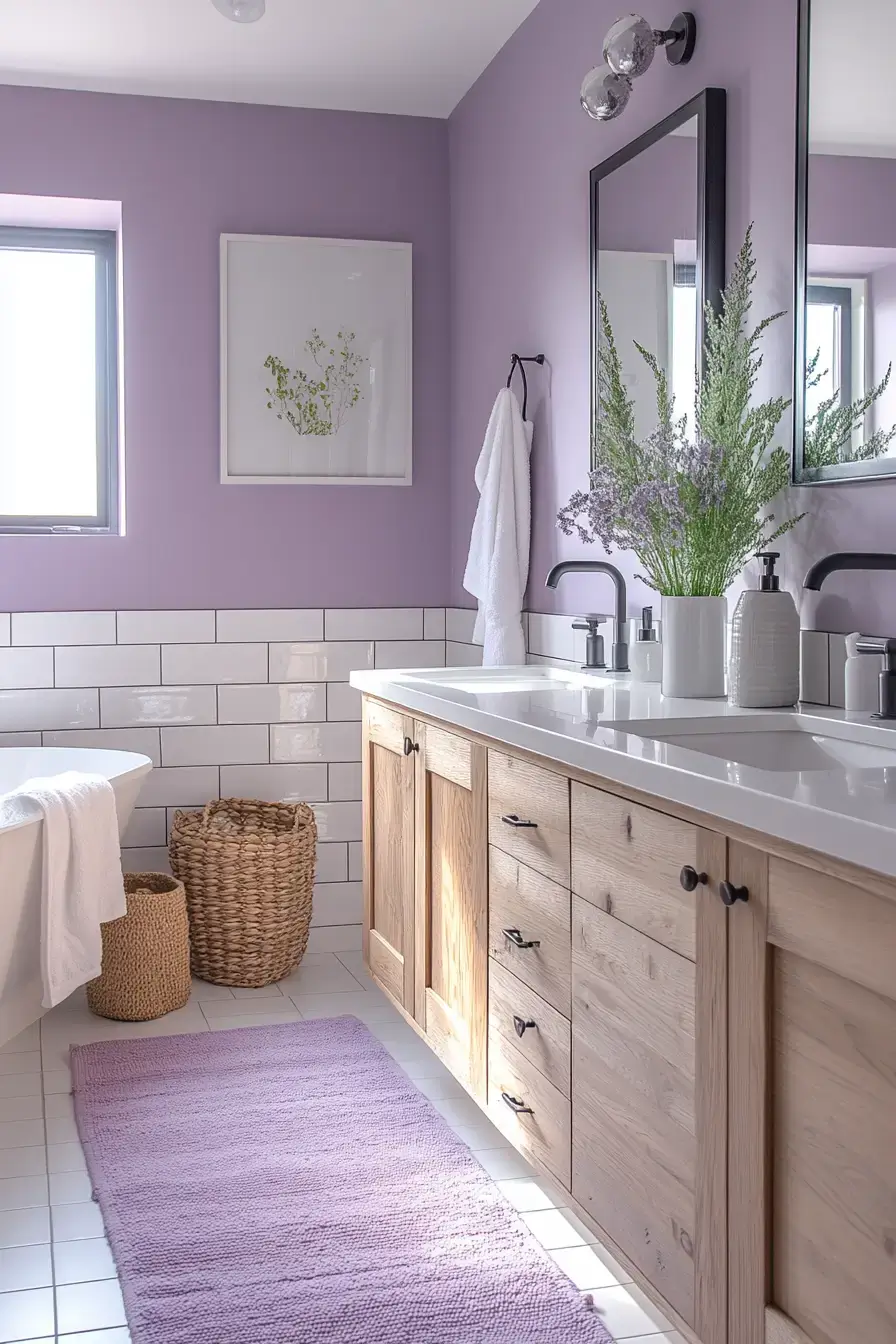 29 Purple Bathroom Ideas That Read Warm, Not Childish 26