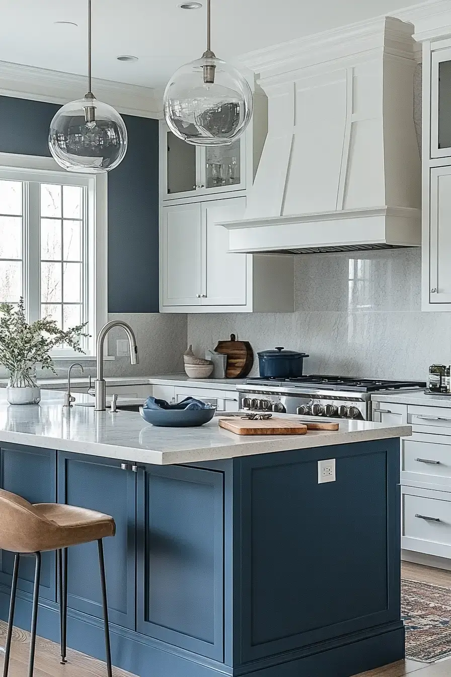 29 Two Tone Kitchen Cabinets Ideas with a Wood Island Base 27