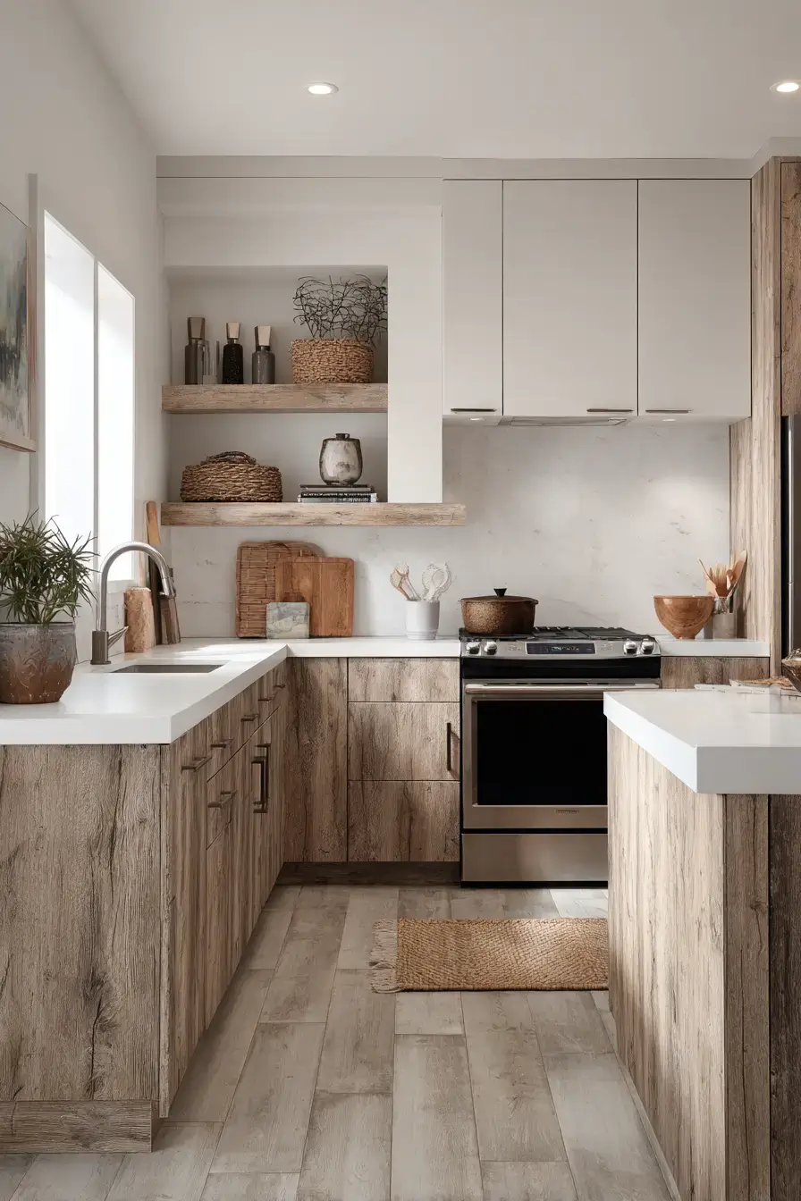 29 Two Tone Kitchen Cabinets Ideas with a Wood Island Base 28