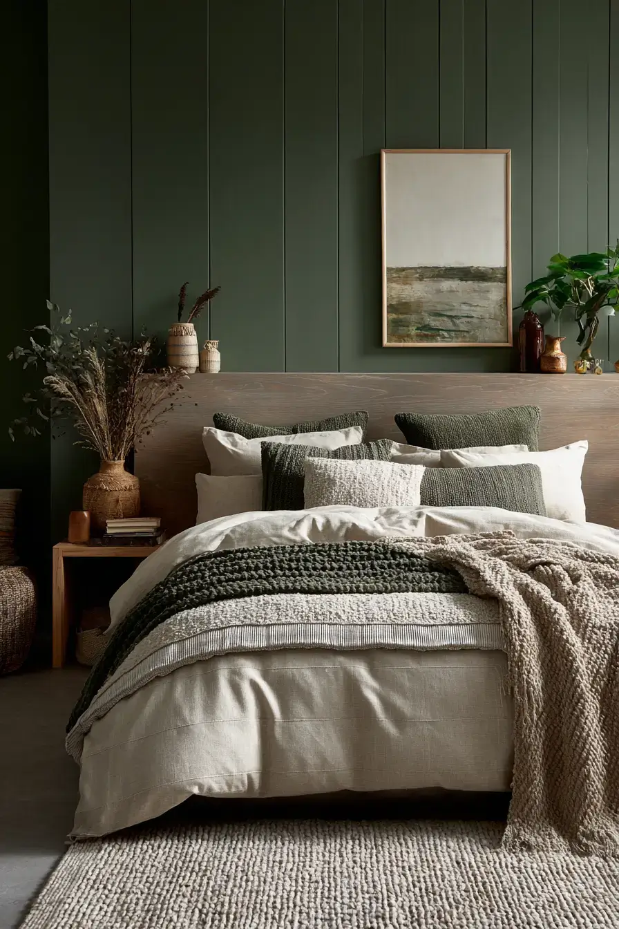 29 Green Boho Bedroom Ideas with Real Plants and Rattan 29