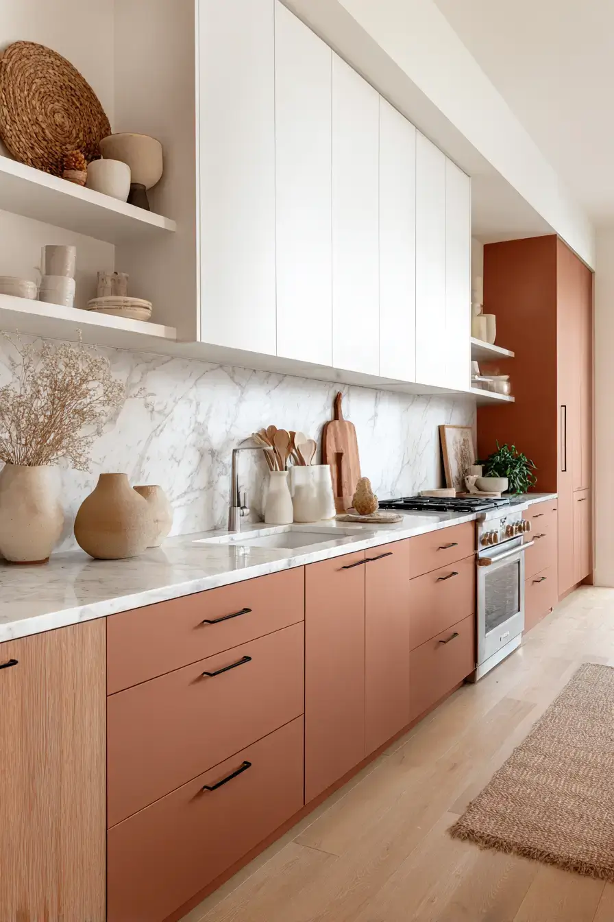 29 Two Tone Kitchen Cabinets Ideas with a Wood Island Base 3