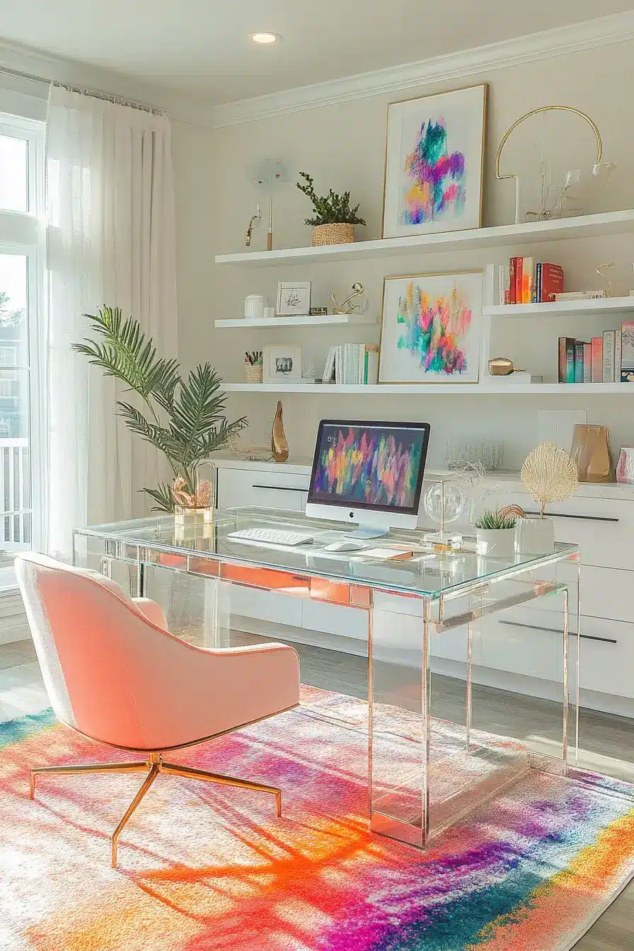 29 Dopamine Decor Office Ideas That Make the Desk Bearable 4