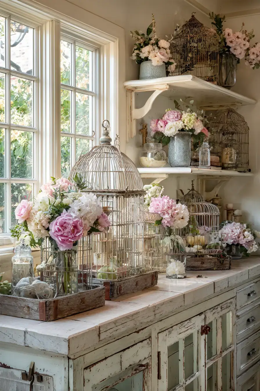 29 Vintage Birdcage Decor Ideas for a Cottage Corner 5