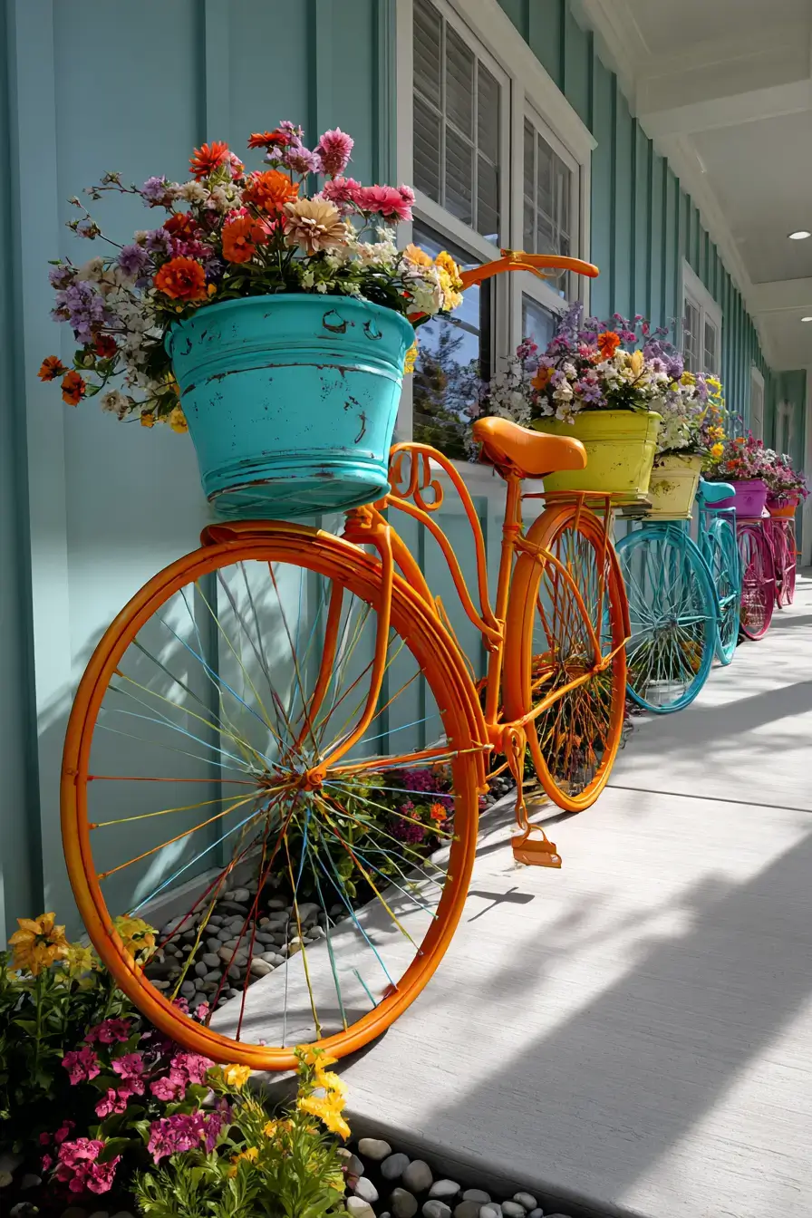 29 Bicycle Yard Decor Ideas for a Front Garden With Character 6