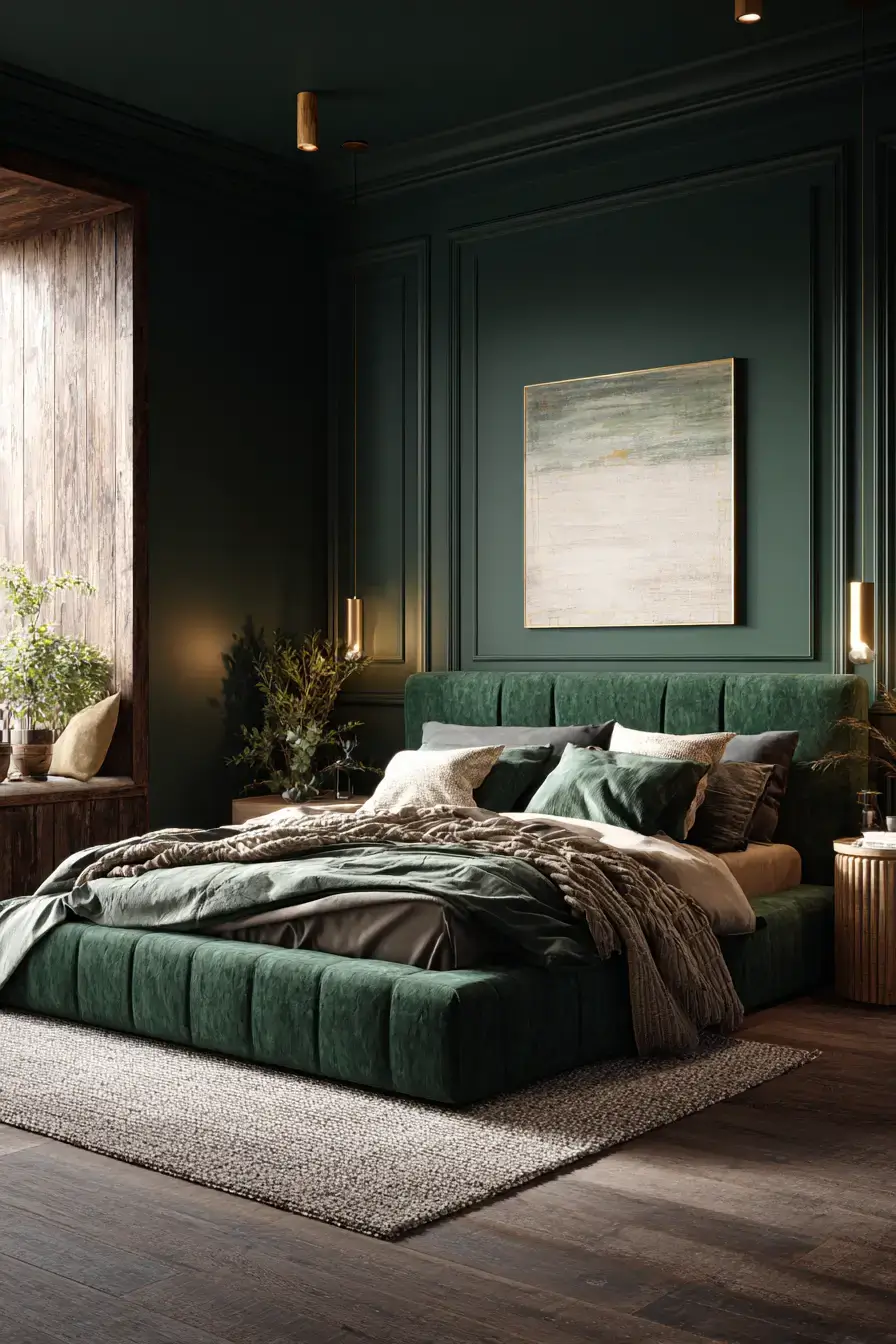 29 Green Boho Bedroom Ideas with Real Plants and Rattan 6