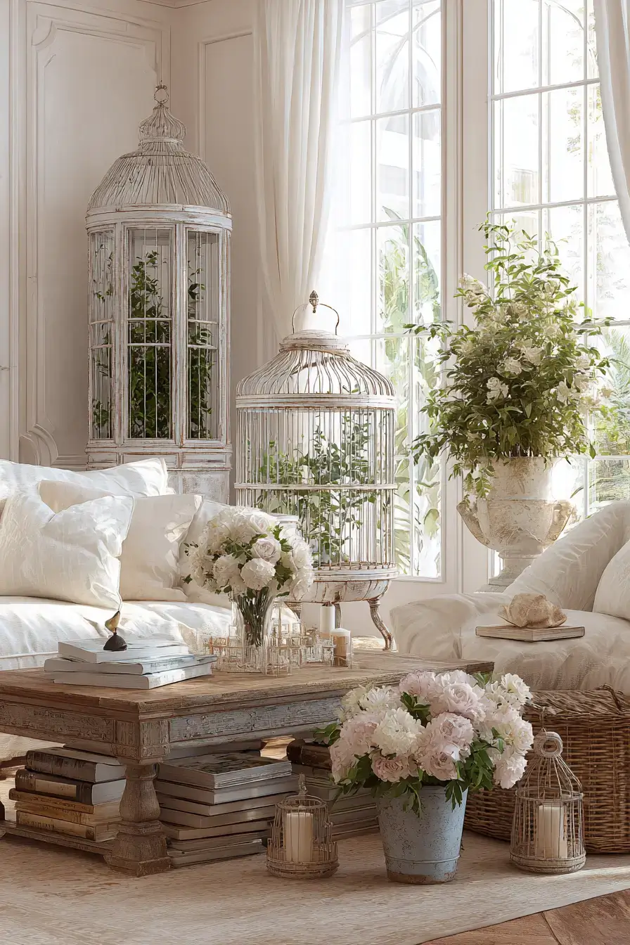 29 Vintage Birdcage Decor Ideas for a Cottage Corner 8