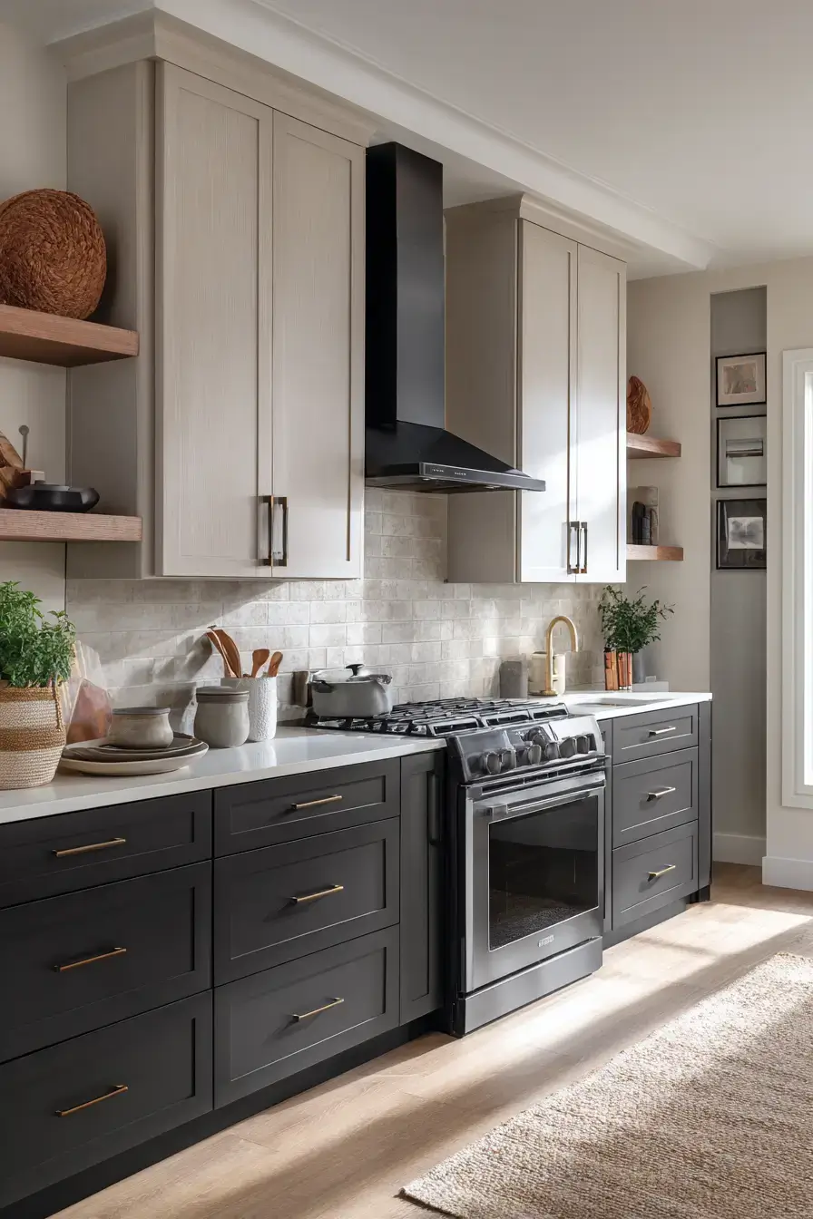 29 Two Tone Kitchen Cabinets Ideas with a Wood Island Base 8
