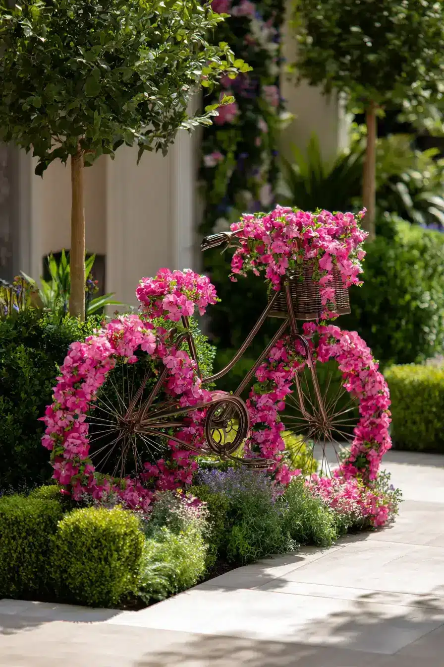 29 Bicycle Yard Decor Ideas for a Front Garden With Character 8