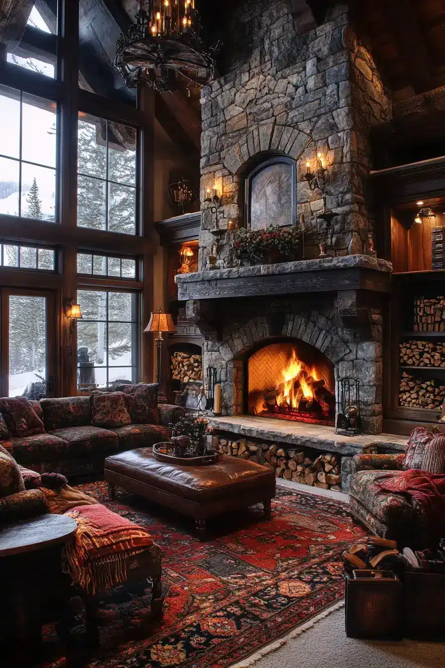 29 Warm Rustic Living Room Ideas with a Real Fireplace Feel 9