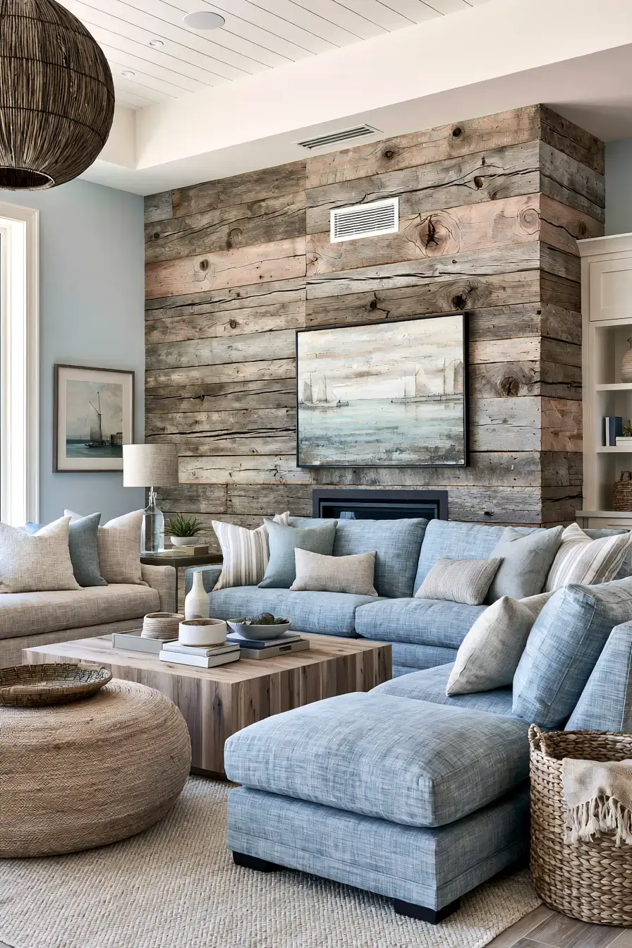 29 Rustic Nautical Decor Ideas with a Rope-Wrapped Mantel Beam 1