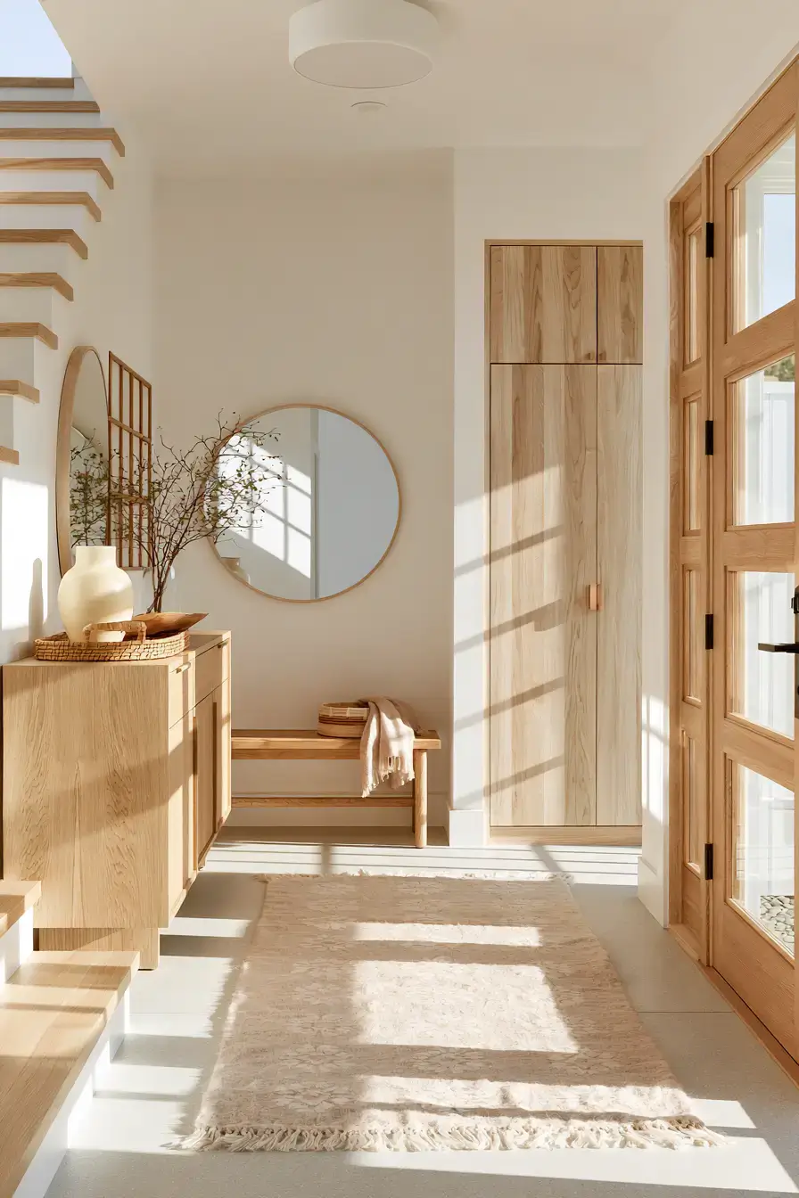 29 Japandi Entryway Ideas with a Stone Tray for Keys 10