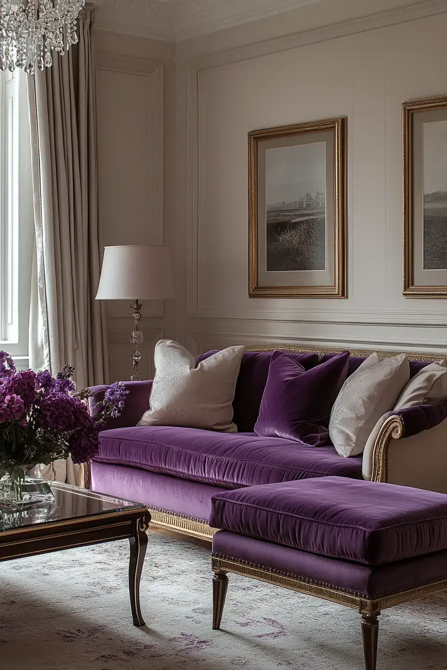 29 Purple Living Room Ideas with a Plum Accent Wall 10