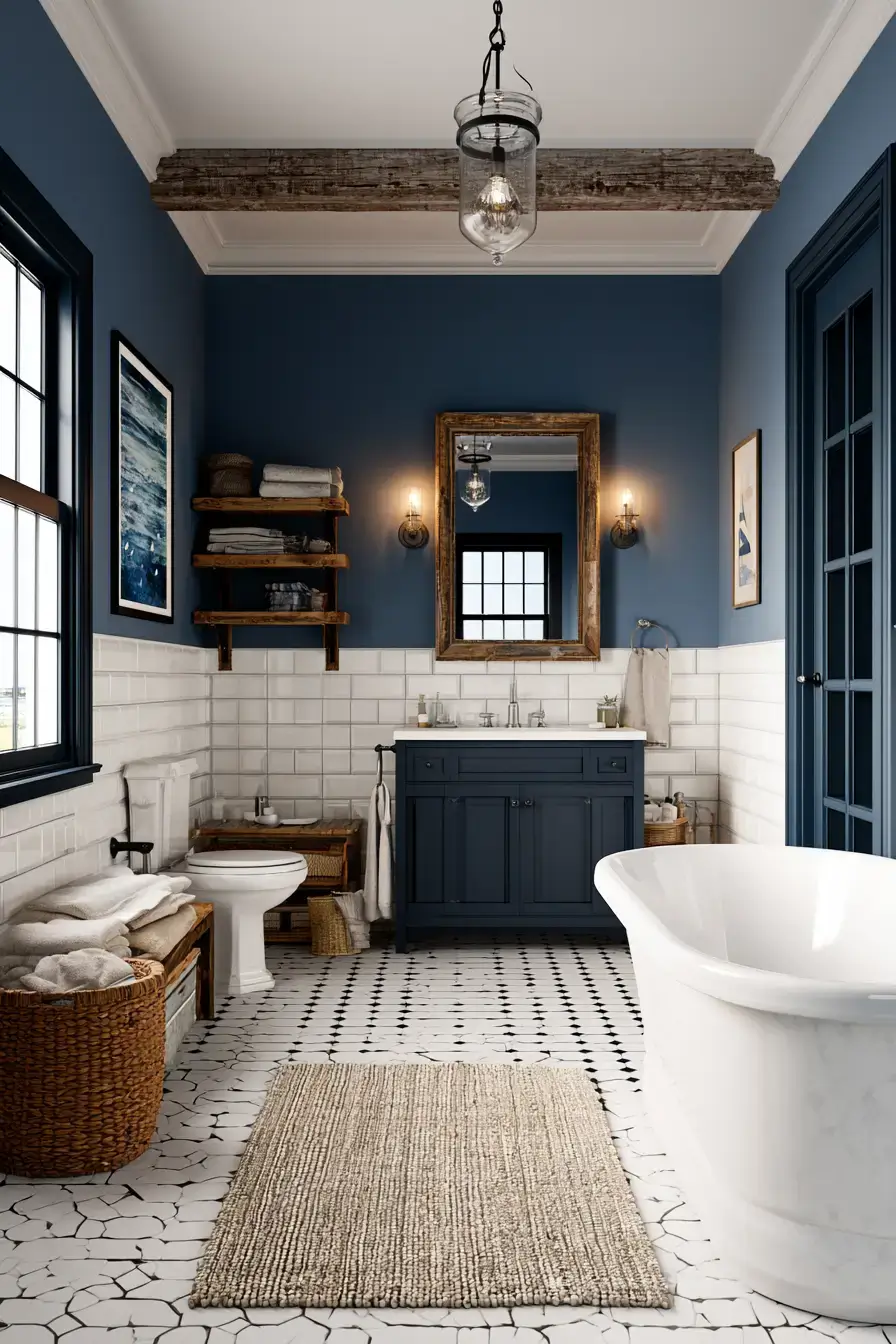 29 Nautical Bathroom Ideas with a Rope Mirror Frame 11