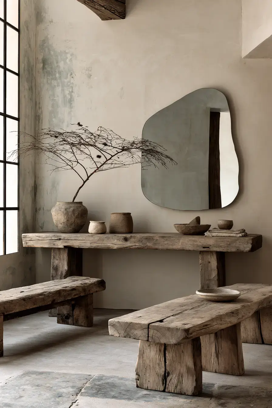 29 Japandi Entryway Ideas with a Stone Tray for Keys 11