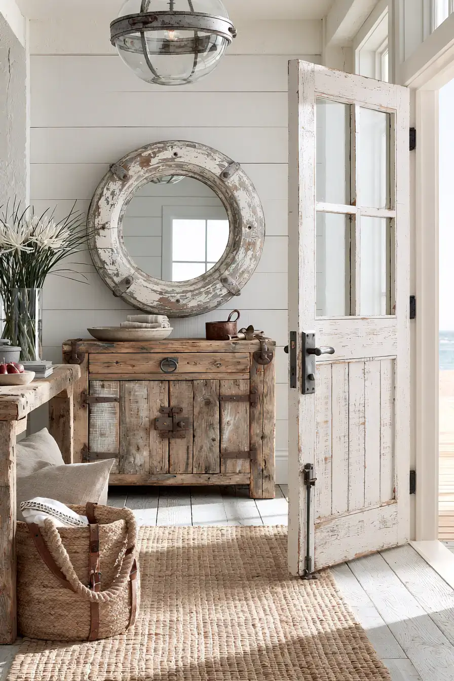 29 Rustic Nautical Decor Ideas with a Rope-Wrapped Mantel Beam 12