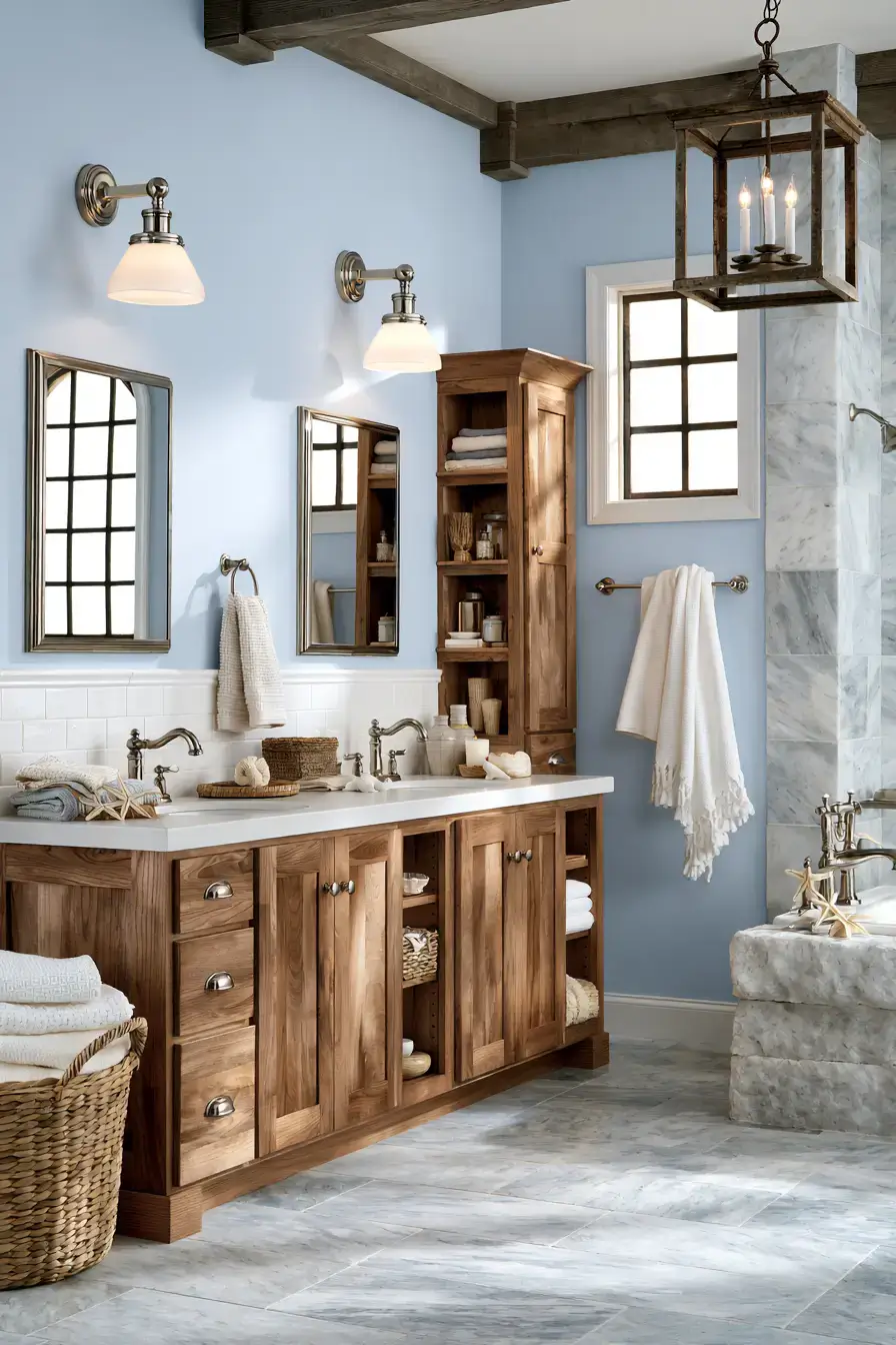 29 Nautical Bathroom Ideas with a Rope Mirror Frame 12