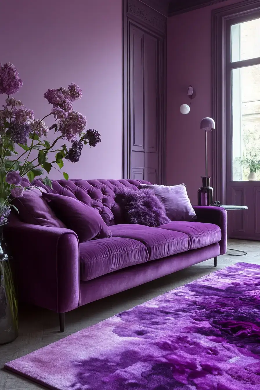 29 Purple Living Room Ideas with a Plum Accent Wall 12