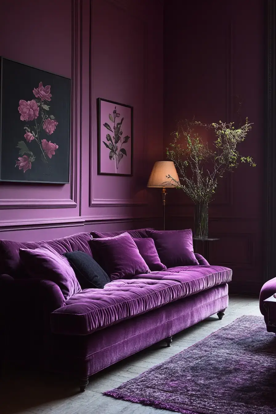 29 Purple Living Room Ideas with a Plum Accent Wall 13