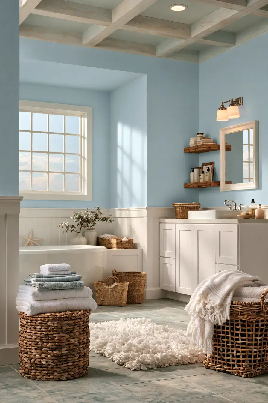 29 Nautical Bathroom Ideas with a Rope Mirror Frame 13
