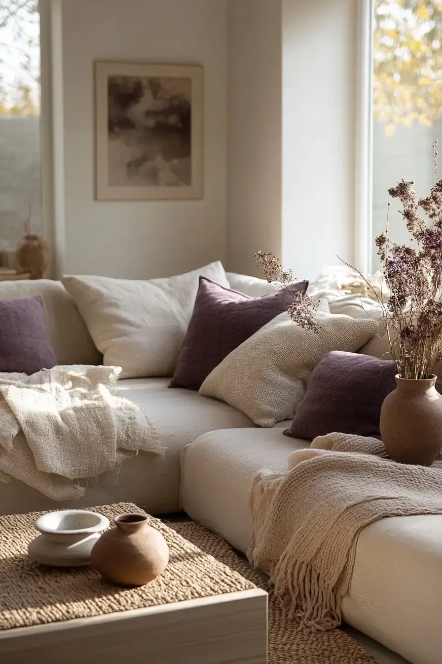 29 Purple Living Room Ideas with a Plum Accent Wall 14