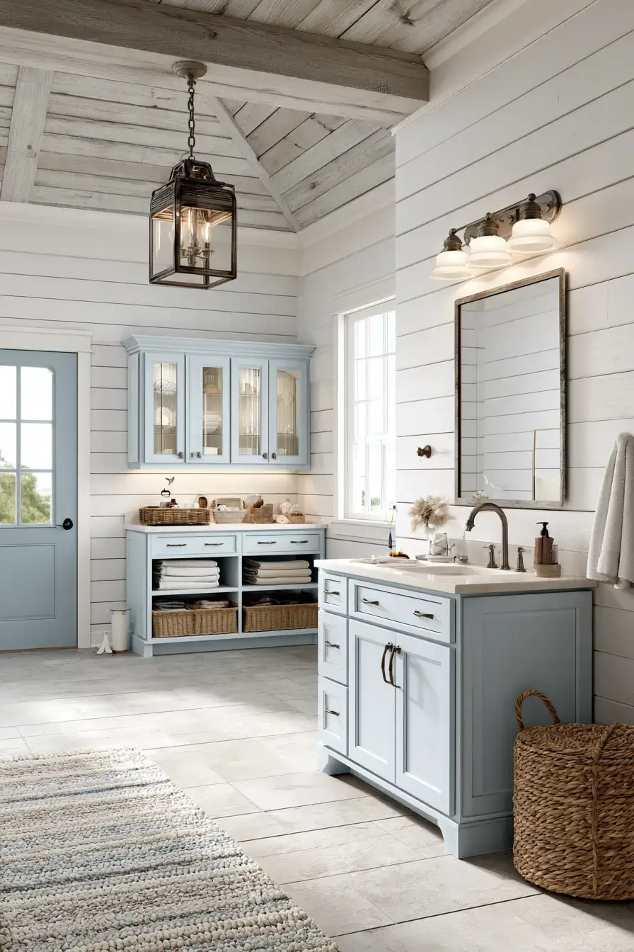 29 Nautical Bathroom Ideas with a Rope Mirror Frame 15