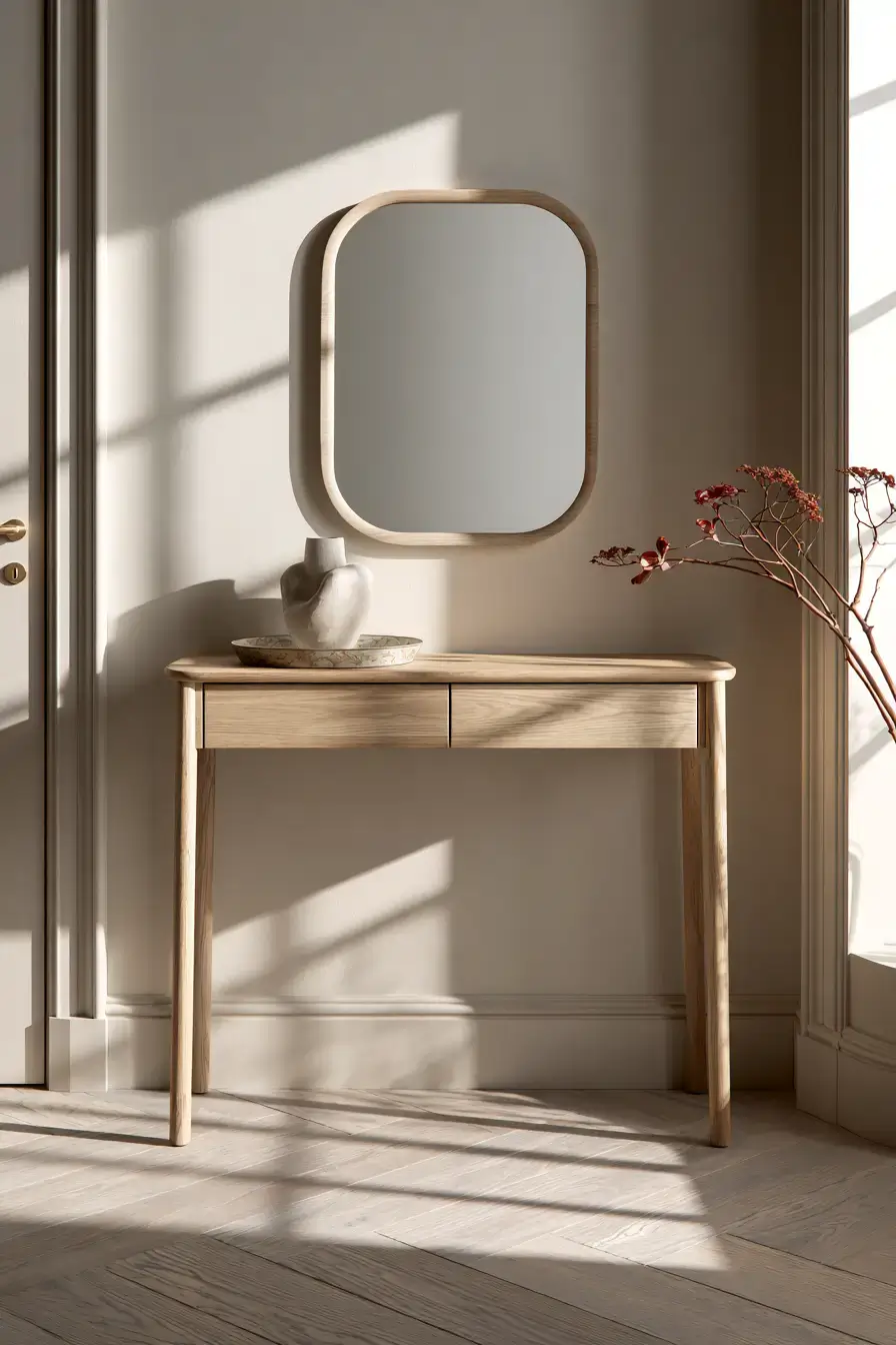29 Japandi Entryway Ideas with a Stone Tray for Keys 15