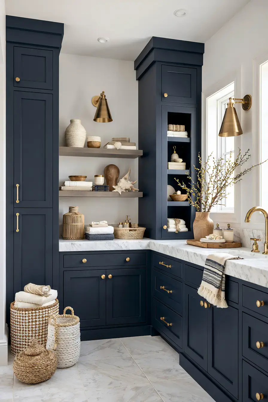 29 Nautical Bathroom Ideas with a Rope Mirror Frame 16