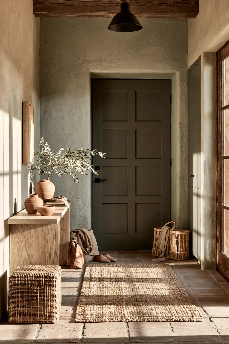 29 Japandi Entryway Ideas with a Stone Tray for Keys 16