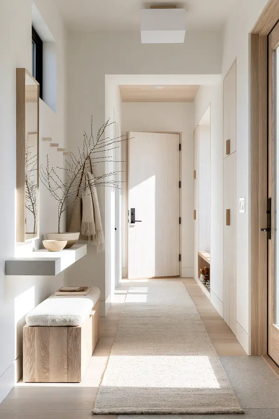 29 Japandi Entryway Ideas with a Stone Tray for Keys 18