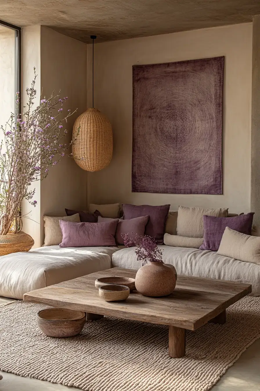 29 Purple Living Room Ideas with a Plum Accent Wall 19