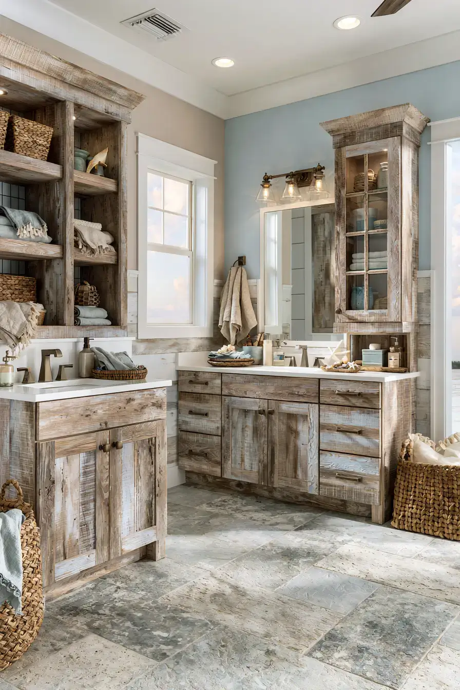 29 Nautical Bathroom Ideas with a Rope Mirror Frame 19